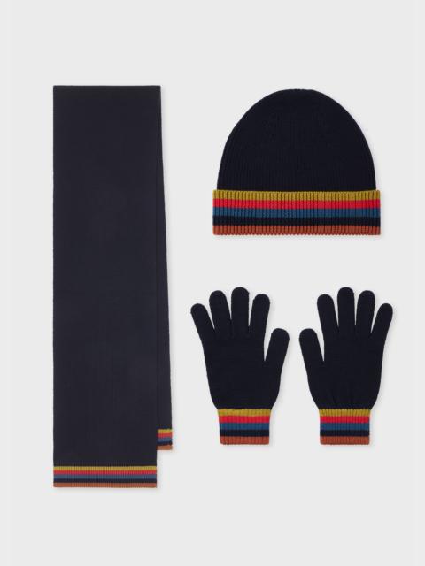 Paul Smith Navy Blue Merino Wool 'Artist Stripe' Set