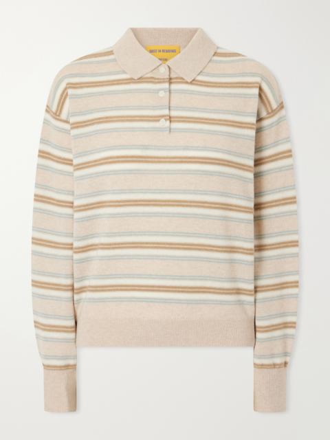 GUEST IN RESIDENCE Collegiate Striped Cashmere Polo Sweater