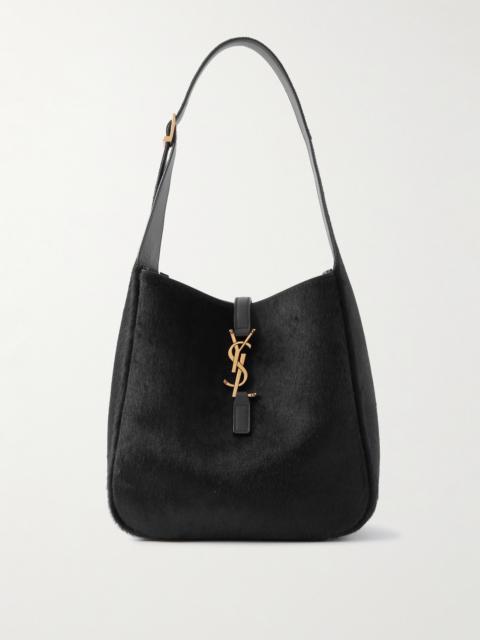 SAINT LAURENT Le 5 À 7 Embellished Leather-trimmed Calf Hair Shoulder Bag