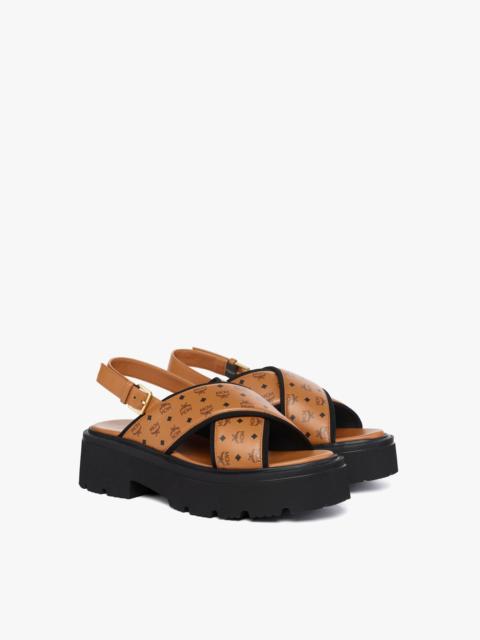 MCM Monogram Platform Sandals in Lambskin