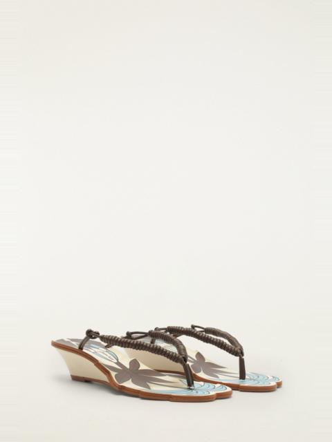 FARM RIO Off-White Palm Tree Cutwork Wedge Sandal