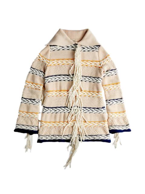 Tod's striped fringed cardigan