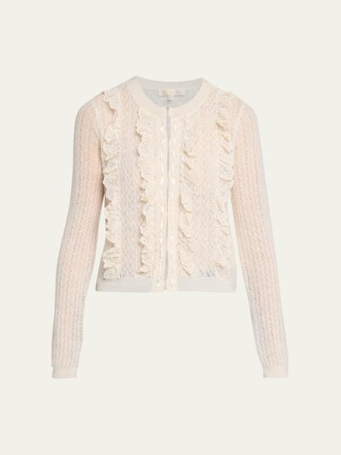 LoveShackFancy Melisse Eyelet Ruffle Cardigan