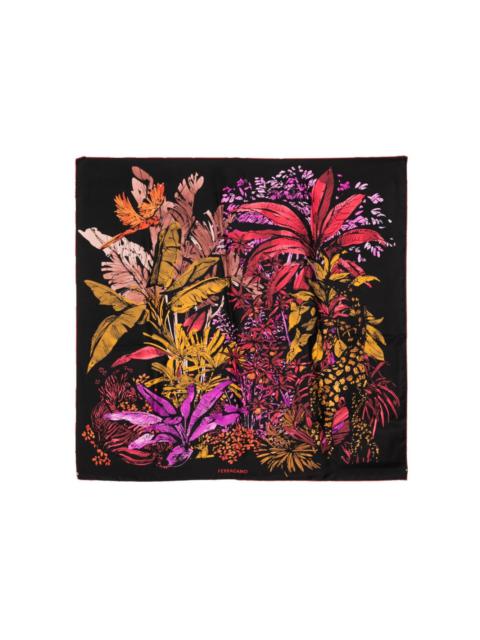 Jungle motif-print shawl
