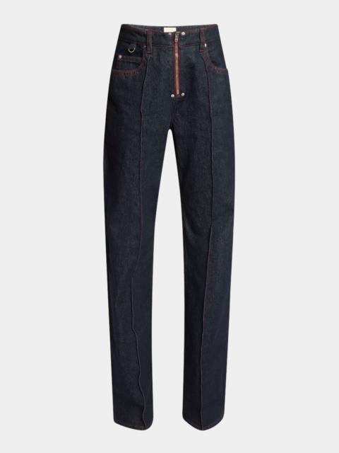 Isabel Marant Stely Zipper Wide-Leg Denim Pants