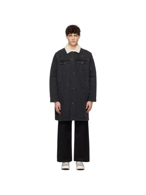 UNDERCOVER Black Sherpa Fleece-Lined Denim Coat