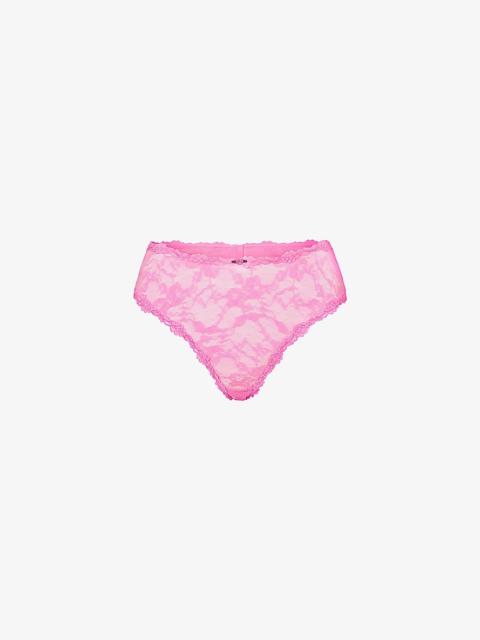 SKIMS Sheer Floral Stretch-Lace Briefs