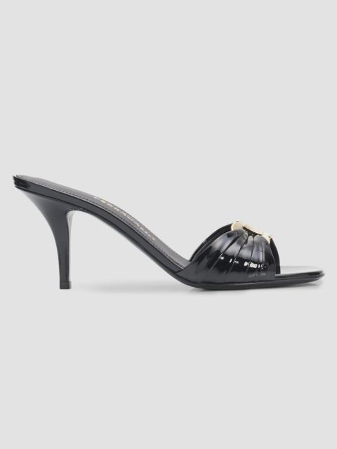 FERRAGAMO Women's Witty Gancini Toe 70MM Leather Kitten Heel Mules - Nero