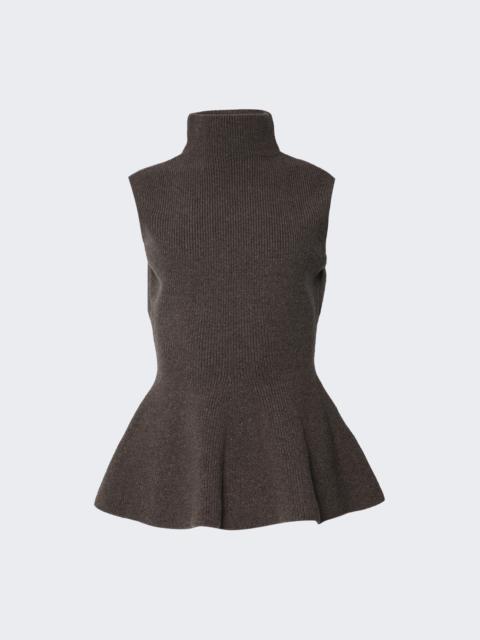 RÓHE Sculptural Sleeveless Knitted Top Brown Melange