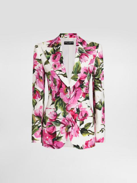 Dolce & Gabbana Cotton jacquard Turlington jacket with peony print