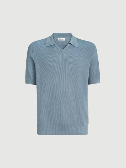 Brunello Cucinelli Cotton English rib knit polo