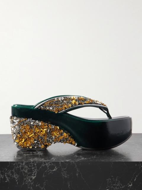 Dries Van Noten Embellished Satin-crepe Platform Sandals