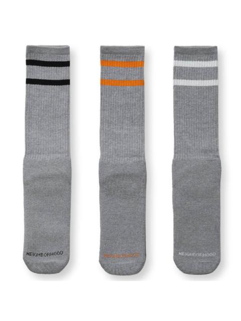 NEIGHBORHOOD CLASSIC 3 PACK SOCKS - GRAY