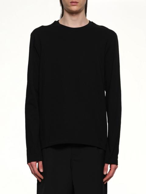 Jil Sander Leather Patch Long Sleeve T-Shirt in Black