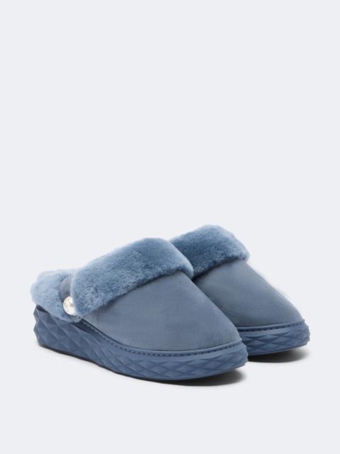 JIMMY CHOO Diamond shearling-lined suede platform mules
