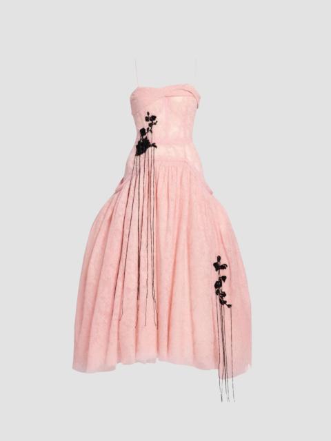 Erdem FLORAL LACE TULLE SLEEVELESS MIDI DRESS