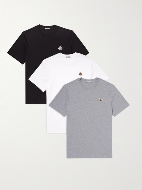 Moncler Three-Pack Logo-Appliquéd Cotton-Jersey T-Shirts