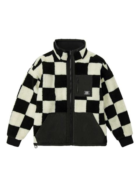 Vans Vans Reversible lamb's wool Stand Collar logo Jacket Couple Style Black White Grid VN0A5F6U7DR