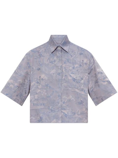 Off-White angel-print cropped cotton shirt