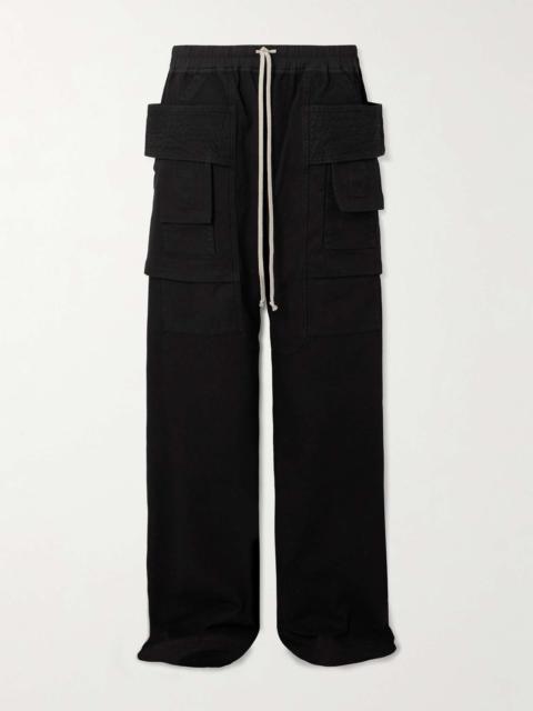 Rick Owens DRKSHDW Creatch Wide-Leg Cotton-Blend Canvas Drawstring Cargo Trousers