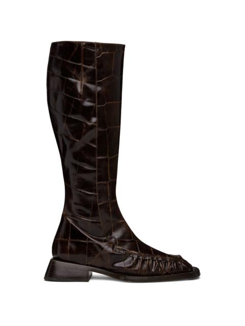 MIISTA Brown Pats Tall Boots