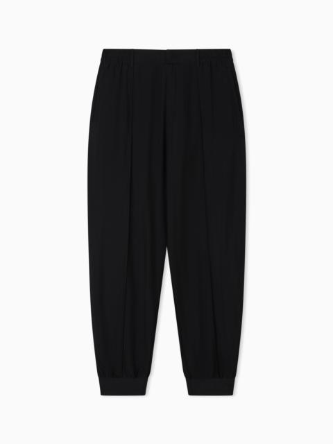 EMPORIO ARMANI NYLON TROUSERS WITH FRONT RIBS