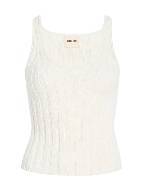 KHAITE Val Cotton Ribbed Tank Top white