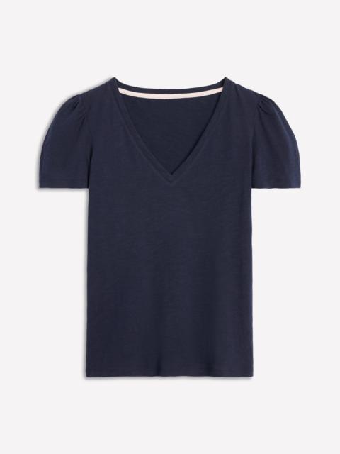 BODEN Sophie V-Neck Slub T-shirt-Navy