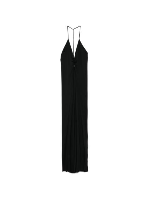 V-neck ruched maxi dress