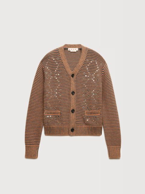 Marni GREEN ALPACA-WOOL CARDIGAN WITH STUDS