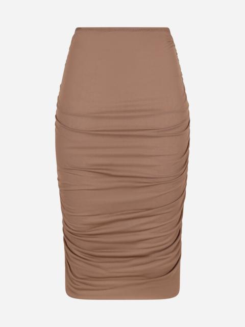 Jersey midi skirt with draped detailing