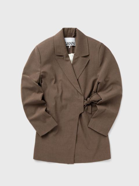 GANNI Drapey Melange Knot Belt Blazer