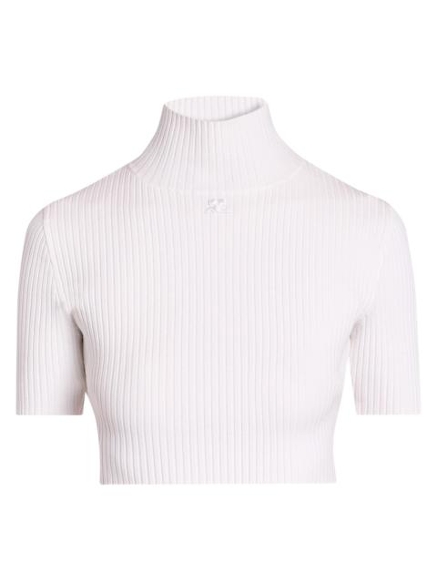 courrèges Women's Rib-Knit Crop Top - Heritage White