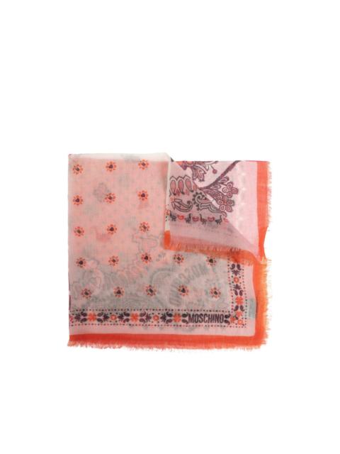 Moschino paisley-print frayed cashmere scarf