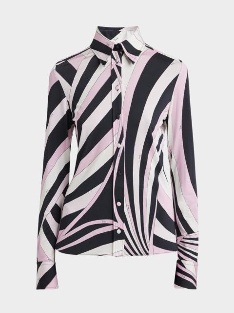 Iride-Print Butotn-Down Shirt