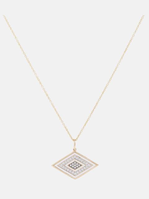 SYDNEY EVAN Groovy Eye 14kt yellow gold necklace with diamonds