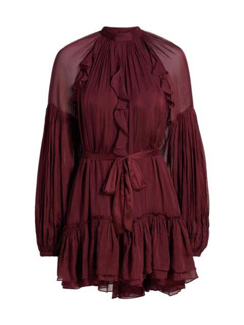 HEMANT & NANDITA Women's Aayu Ruffled Minidress - Burgundy