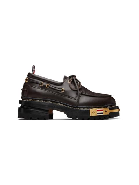 Thom Browne Brown Vitello Calf Hiking Leather Sole Boat Shoes