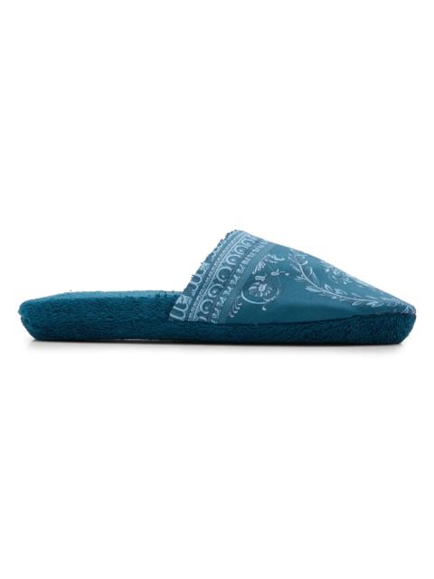 VERSACE Men's I Heart Baroque Cotton Terry Slippers - Petrol Blue