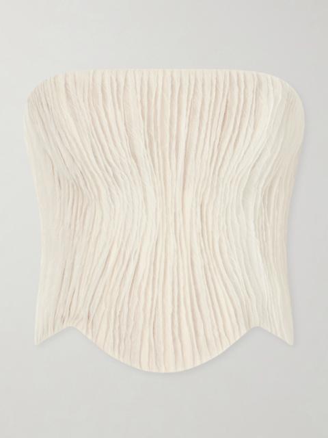 DANIELLE FRANKEL Crinkled-organza Bustier Top