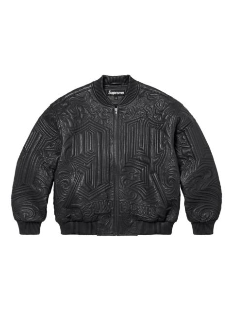 Supreme embroidered leather jacket