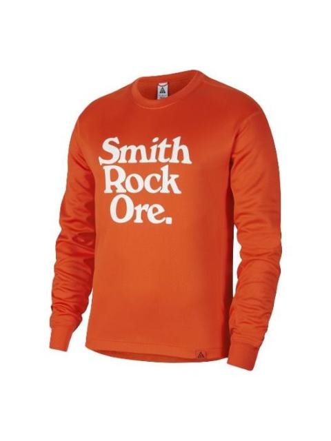Nike Nike ACG Dri-FIT Printing Alphabet Sports Quick Dry Round Neck Long Sleeves Orange Red CV0650-891