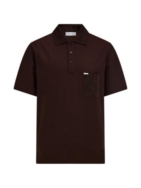 FERRAGAMO V-neck polo with jacquard pocket detail