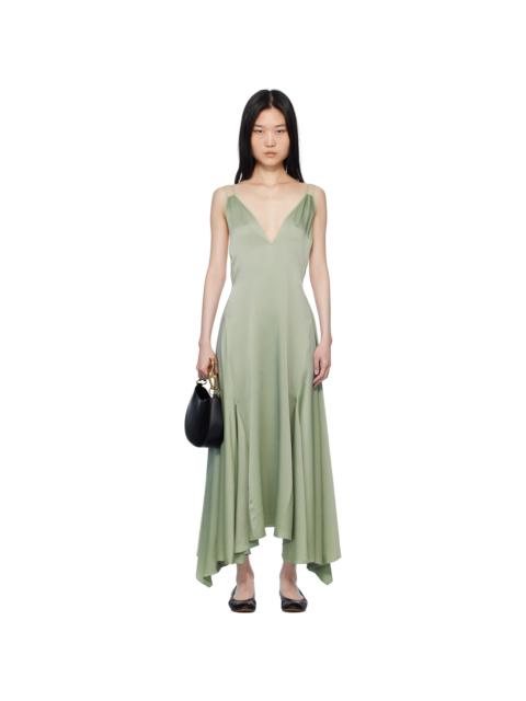 Lanvin Green Silk Bowling Midi Dress