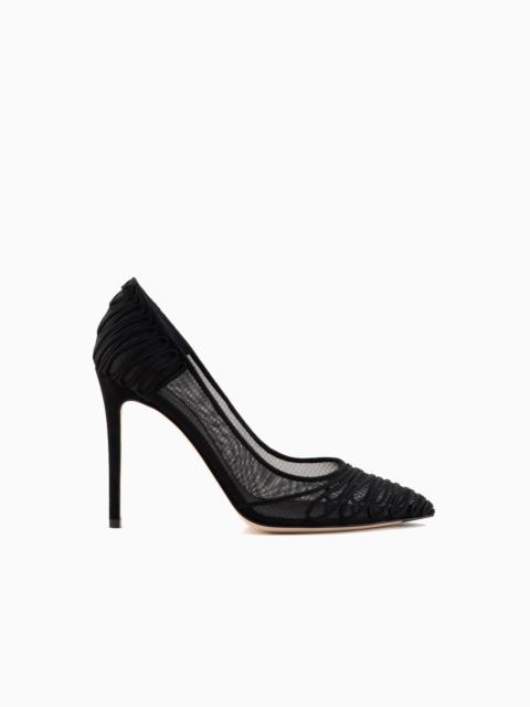 GIORGIO ARMANI Tulle court shoes with suede embroidery