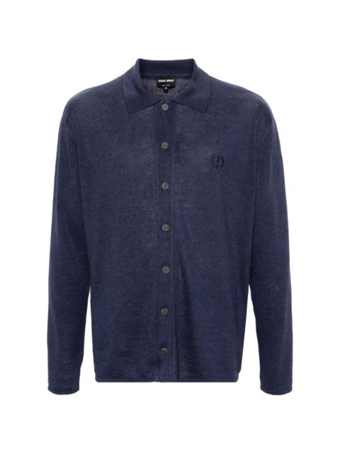 GIORGIO ARMANI classic-collar fine-knit shirt