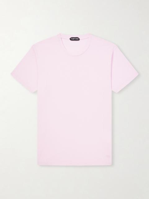 TOM FORD Slim-Fit Logo-Embroidered Cotton and Silk-Blend Jersey T-Shirt