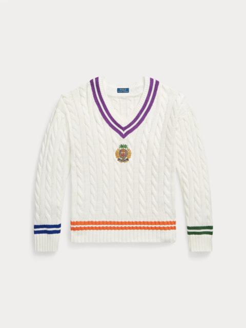 Polo Ralph Lauren Embroidered Cotton-Linen Cricket Sweater