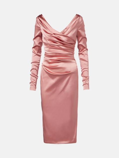 Draped satin midi dress