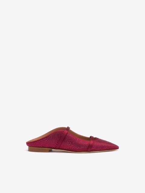 MALONE SOULIERS Maureen Burgundy Satin Flat Mules